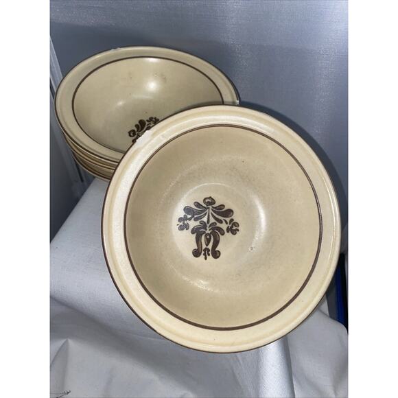 Set of 4 Pfaltzgraff VILLAGE 6 1/8" Fruit Dessert Bowls #6-9 Cream Brown - Picture 1 of 6